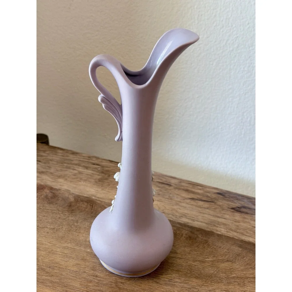Lefton Lavender Porcelain Bud Vase 3D Floral Lily of the Valley 2942 Japan AS IS